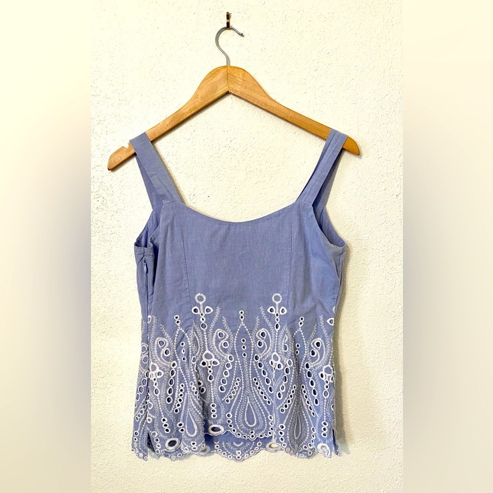 Bravissimo blue & white eyelet tank top size UK8/US4 Really Curvy (RC)